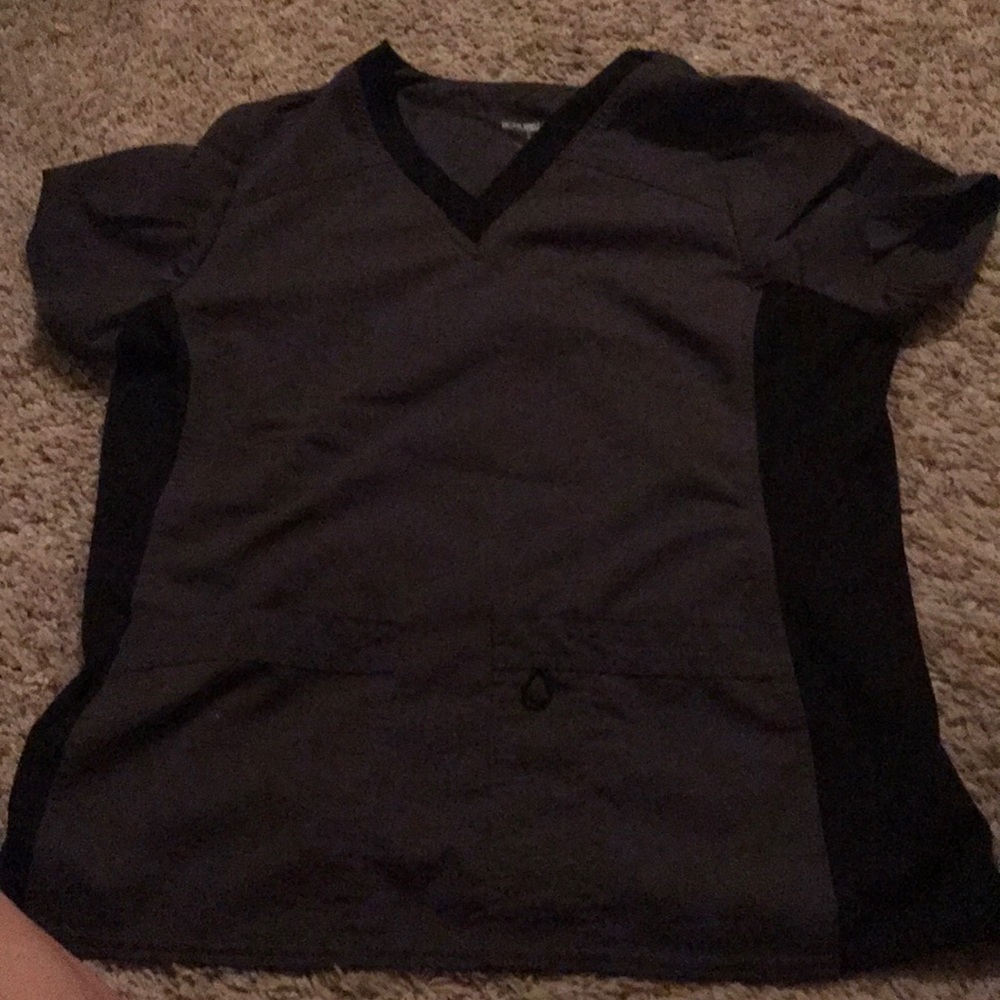 Black and grey scrub top